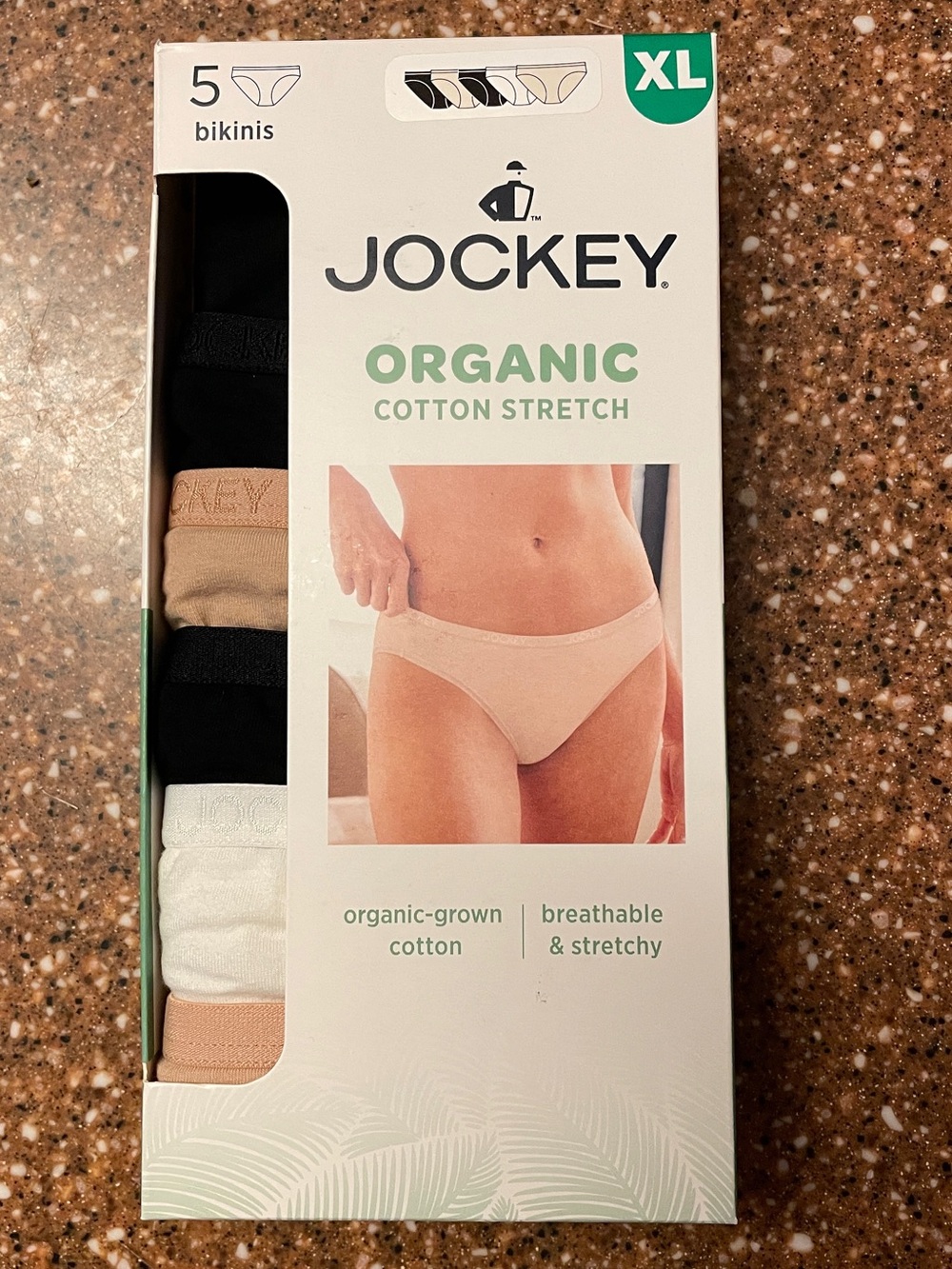 Jockey Organic Cotton Stretch Bikini Briefs - Black, White, Beige, Tan
